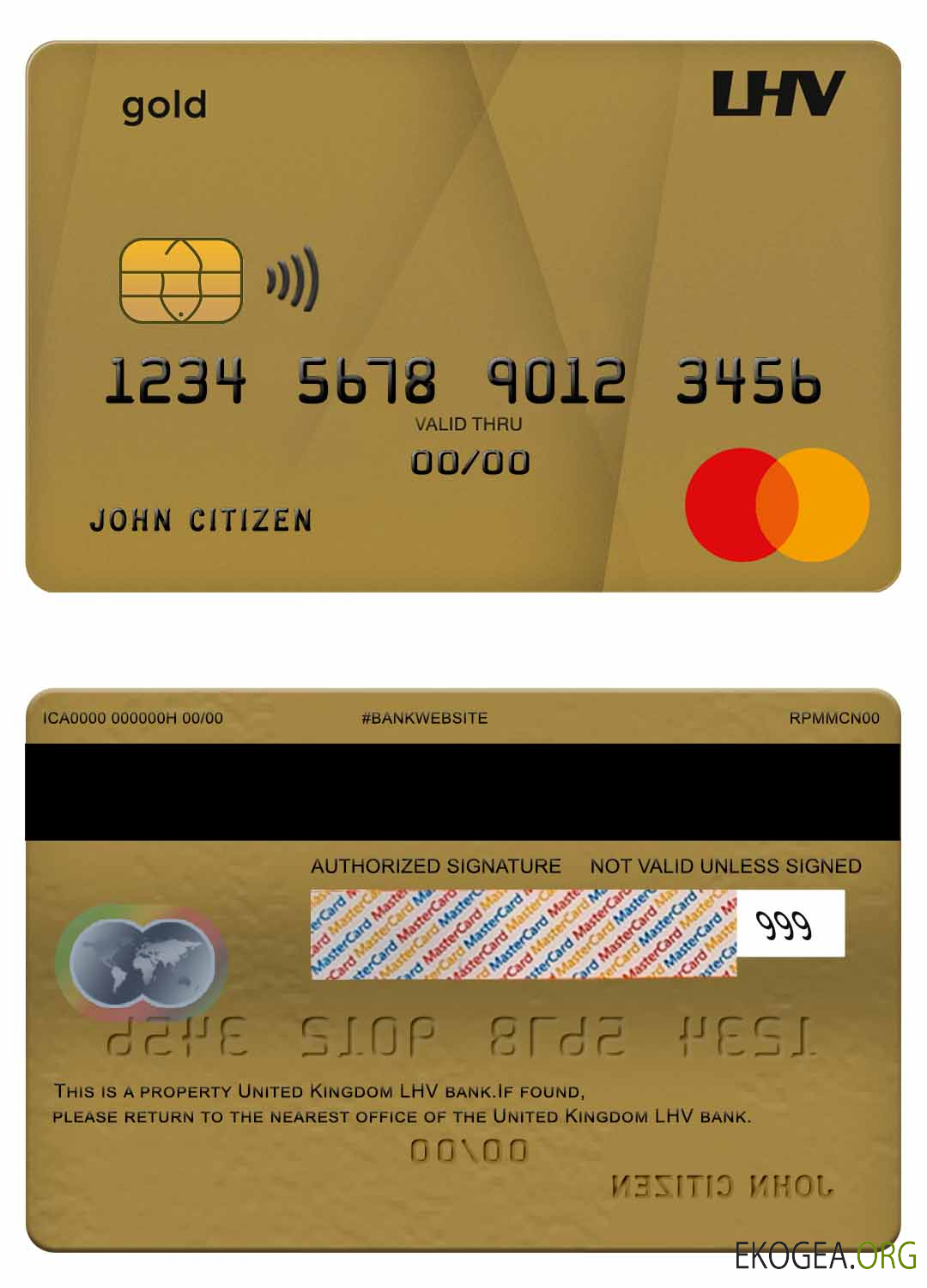 Royaume Uni LHV banque mastercard or